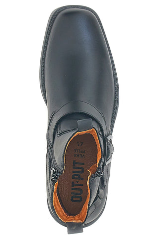 Stivaletti biker neri in vera pelle con fibbia e zip Output 262590062