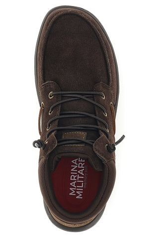 Polacchine marroni in camoscio con lacci Marina militare Mm1721