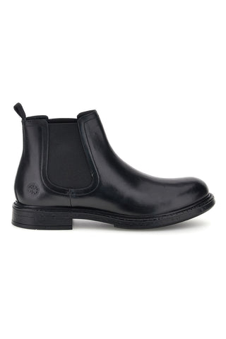 Schwarze Beatles-Stiefeletten aus Leder mit Gummizug von Andrea Bruni, Modell OM4009