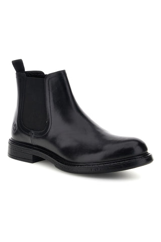 Schwarze Beatles-Stiefeletten aus Leder mit Gummizug von Andrea Bruni, Modell OM4009