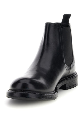 Schwarze Beatles-Stiefeletten aus Leder mit Gummizug von Andrea Bruni, Modell OM4009