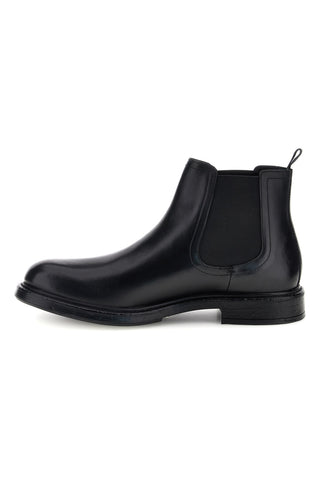 Schwarze Beatles-Stiefeletten aus Leder mit Gummizug von Andrea Bruni, Modell OM4009