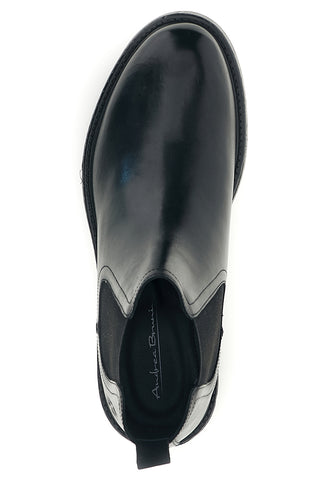 Schwarze Beatles-Stiefeletten aus Leder mit Gummizug von Andrea Bruni, Modell OM4009