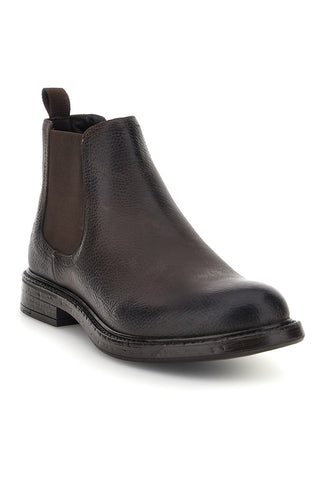 Braune Chelsea-Stiefeletten aus Leder mit Gummizug von Andrea Bruni, Modell OM4009