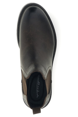 Braune Chelsea-Stiefeletten aus Leder mit Gummizug von Andrea Bruni, Modell OM4009