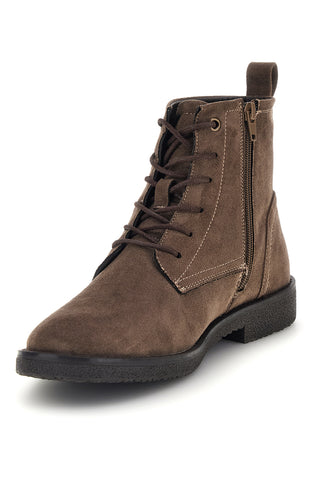 Braune Stiefeletten mit Schnürung und Reißverschluss von Johes Land T24602M1A