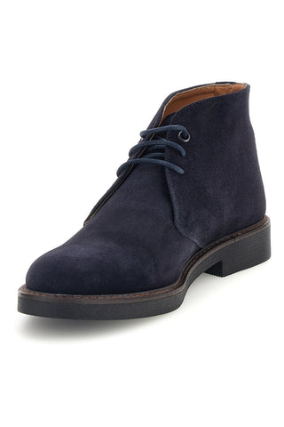 Mitternachtsblaue Stiefeletten aus Wildleder mit Schnürung, Art.-Nr. Ptr 3100