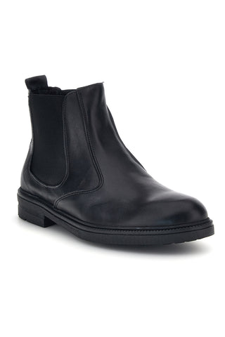 Schwarze Chelsea-Stiefeletten aus Leder, Made in Italy, Pittarello Focus 042