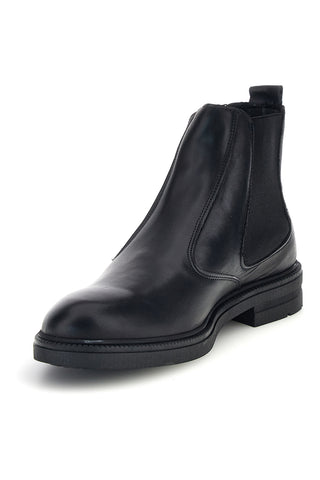 Schwarze Chelsea-Stiefeletten aus Leder, Made in Italy, Pittarello Focus 042