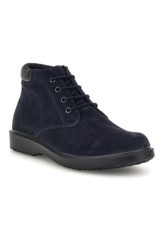 Polacchini blu in pelle con lacci Pittarello 1256