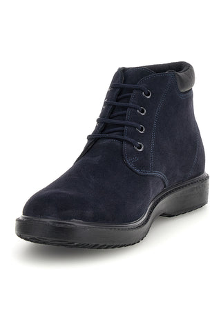 Polacchini blu in pelle con lacci Pittarello 1256