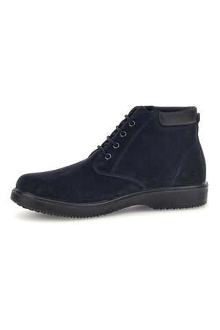 Polacchini blu in pelle con lacci Pittarello 1256