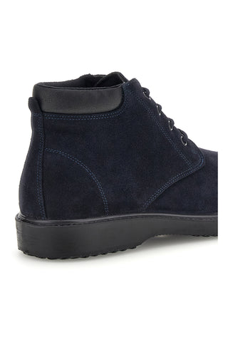 Polacchini blu in pelle con lacci Pittarello 1256