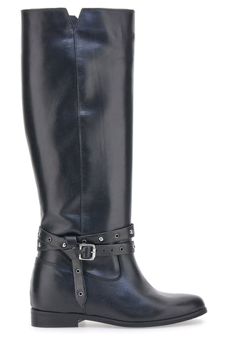 Pittarello Look Stiefel 89310 Schwarzes Echtleder