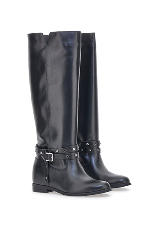 Pittarello Look Stiefel 89310 Schwarzes Echtleder
