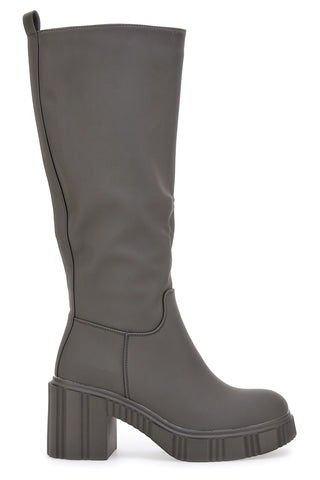 Grau/grüne Blockabsatzstiefel Dame Rose 837