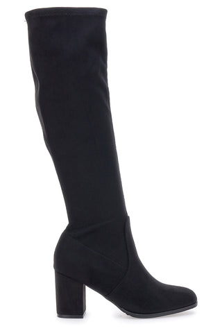 Schwarze kniehohe Stiefel mit Blockabsatz LE HAVRE PARIS 1241