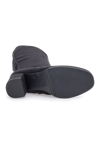 Schwarze kniehohe Stiefel mit Blockabsatz LE HAVRE PARIS 1241