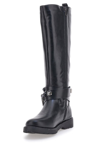 Schwarze Stiefel mit Knöchelriemen Me&Me 1216