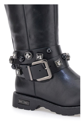 Schwarze Stiefel mit Knöchelriemen Me&Me 1216