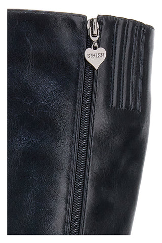 Schwarze Stiefel mit breitem Absatz und Chromdetail Swish 21x