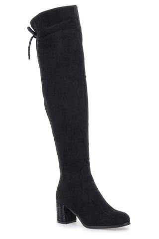 Schwarze Overknee-Stiefel mit Absatz Le Havre Paris KSLTZ3013