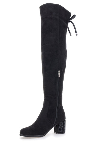 Schwarze Overknee-Stiefel mit Absatz Le Havre Paris KSLTZ3013