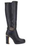 Schwarze Stiefel mit dekorativem Riemen The First RQ23WT6