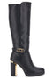 Schwarze Stiefel mit dekorativem Riemen The First RQ23WT6