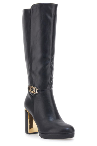 Schwarze Stiefel mit dekorativem Riemen The First RQ23WT6