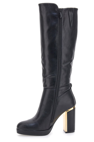 Schwarze Stiefel mit dekorativem Riemen The First RQ23WT6