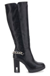 Hohe schwarze Stiefel mit dekorativer Kette THE FIRST H262534