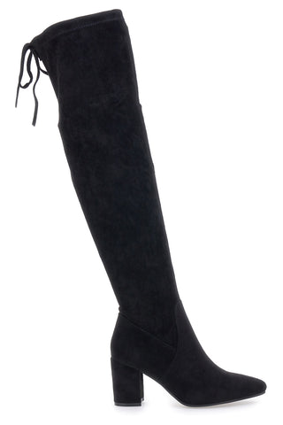 Schwarze Overknee-Stiefel mit breitem Absatz Energy 364