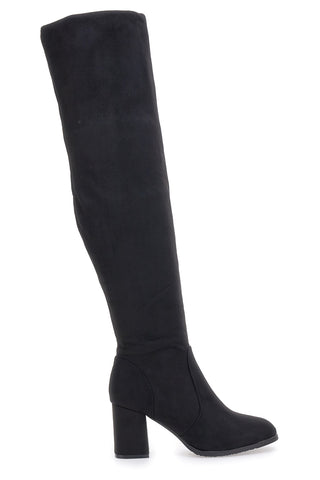 Schwarze Overknee-Stiefel mit Absatz The First 496