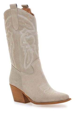 Stivaletti Texani Beige Con Tomaia Ricamata Made in Italy PITTARELLO LOVE TEX901RN