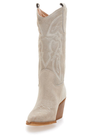 Stivaletti Texani Beige Con Tomaia Ricamata Made in Italy PITTARELLO LOVE TEX901RN