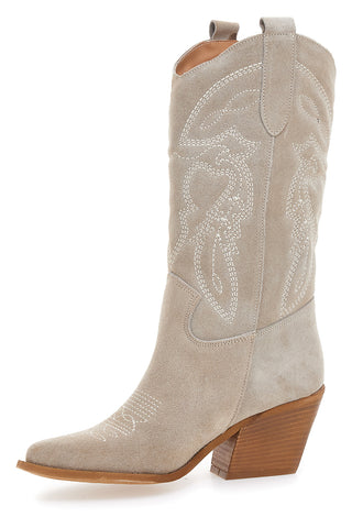 Stivaletti Texani Beige Con Tomaia Ricamata Made in Italy PITTARELLO LOVE TEX901RN