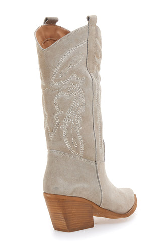 Stivaletti Texani Beige Con Tomaia Ricamata Made in Italy PITTARELLO LOVE TEX901RN