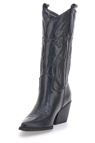 Schwarze texanische Stiefeletten mit besticktem Obermaterial, hergestellt in Italien PITTARELLO LOVE TEX901RN