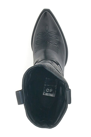 Schwarze texanische Stiefeletten mit besticktem Obermaterial, hergestellt in Italien PITTARELLO LOVE TEX901RN