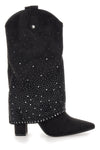 Stivali texani neri con tacco alto e strass The First P606