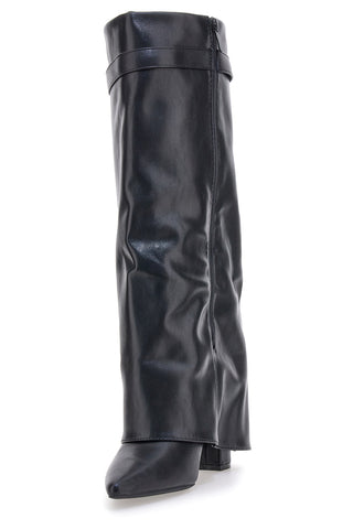 Stivali neri con tacco a cono e dettaglio fibbia The First P607