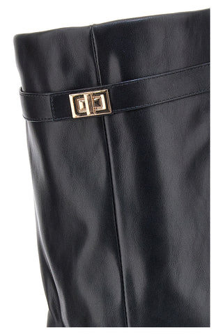 Stivali neri con tacco a cono e dettaglio fibbia The First P607