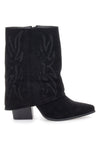 The First P608 Schwarze Stiefeletten mit Westernstickerei und hohem Absatz