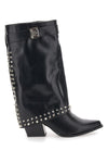 The First P609 schwarze Nietenstiefel mit dekorativer Schnalle
