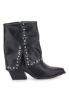 The First P610 – Schwarze Stiefeletten mit Nieten und spitzer Zehenpartie