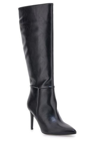 The First P612 – Schwarze Stiefel mit spitzer Zehenpartie und Stilettoabsatz