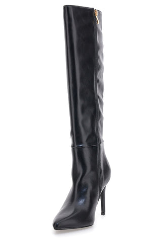 The First P612 – Schwarze Stiefel mit spitzer Zehenpartie und Stilettoabsatz