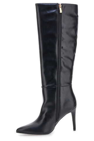 The First P612 – Schwarze Stiefel mit spitzer Zehenpartie und Stilettoabsatz