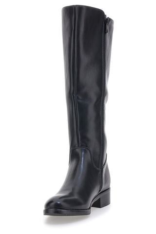 The First P614 Schwarze Stiefel mit Gummiband